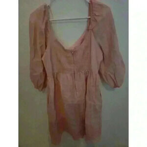 Every Women's Pink Puff Sleeve Mini Dress Size M Casual Cottage Fairy NWT